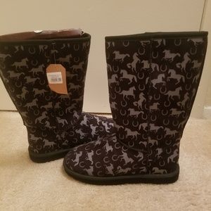 Black Boots with Horses and Horseshoes